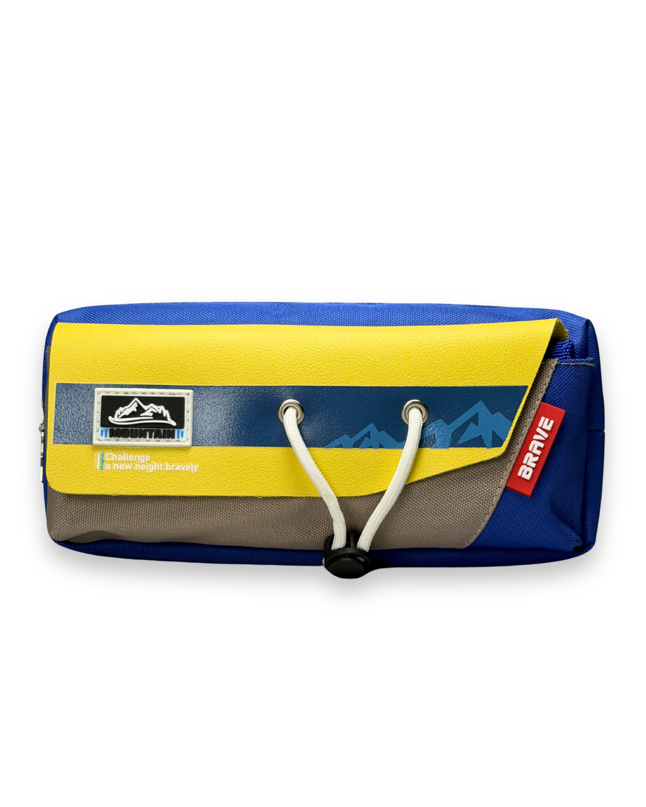 Brave Mountain Adventure Canvas Pencil Case with Toggle Lock  | Large Stationery Pouch | Navy Blue