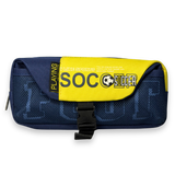 Soccer Sports Canvas Pencil Case with Buckle Lock – Multi-Layer Large Stationery Pouch | Teal 4