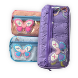 Premium Pastel Purple Quilted Butterfly Pencil Case – Aesthetic Large Capacity Pouch for Girls 3