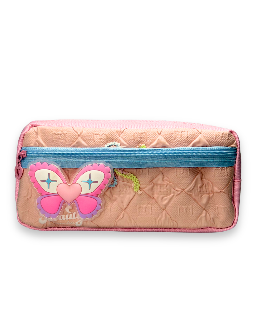 Premium Pastel Purple Quilted Butterfly Pencil Case – Aesthetic Large Capacity Pouch for Girls