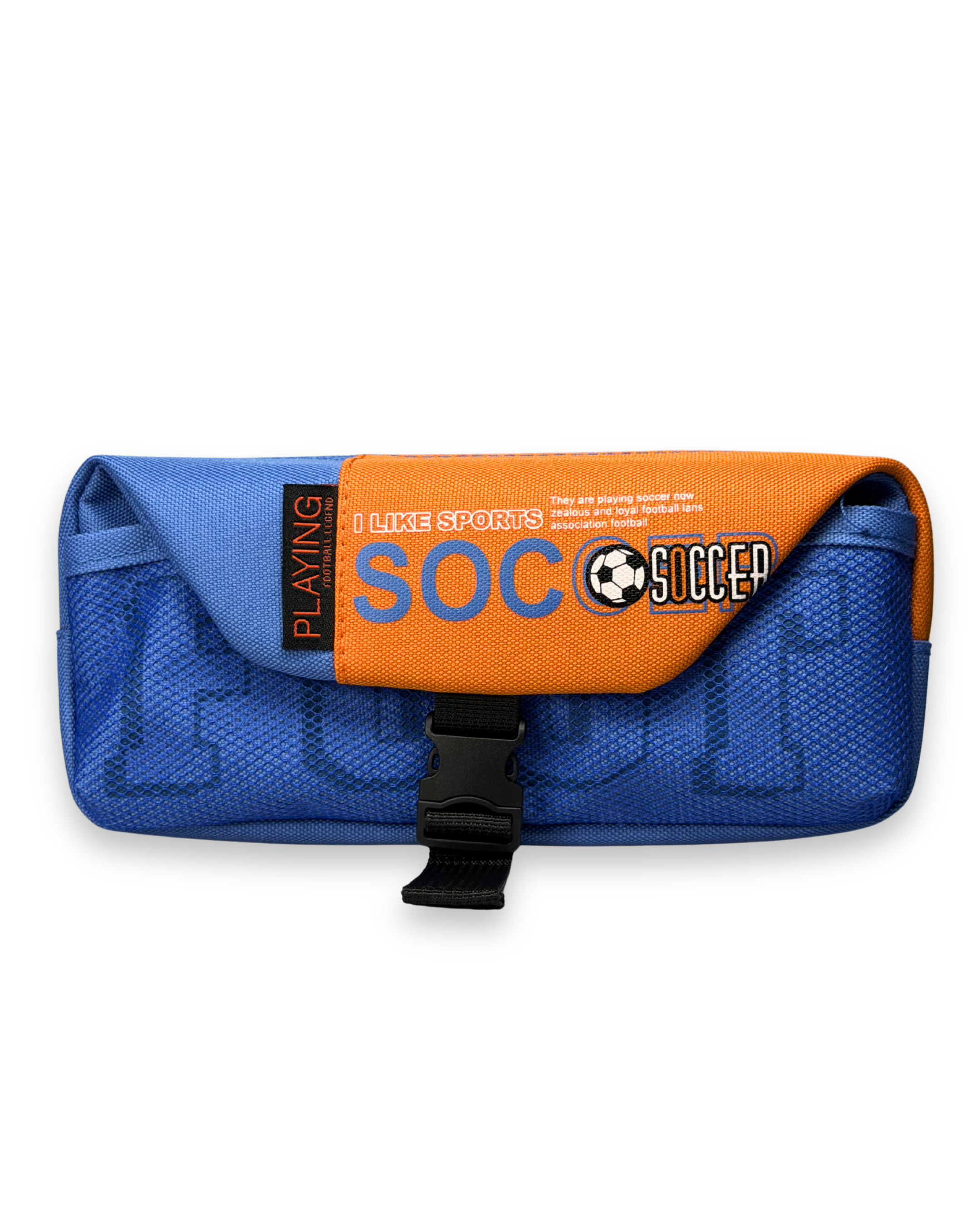 Soccer Sports Canvas Pencil Case with Buckle Lock – Multi-Layer Large Stationery Pouch | Yellow
