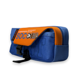 Soccer Sports Canvas Pencil Case with Buckle Lock – Multi-Layer Large Stationery Pouch | Orange 3