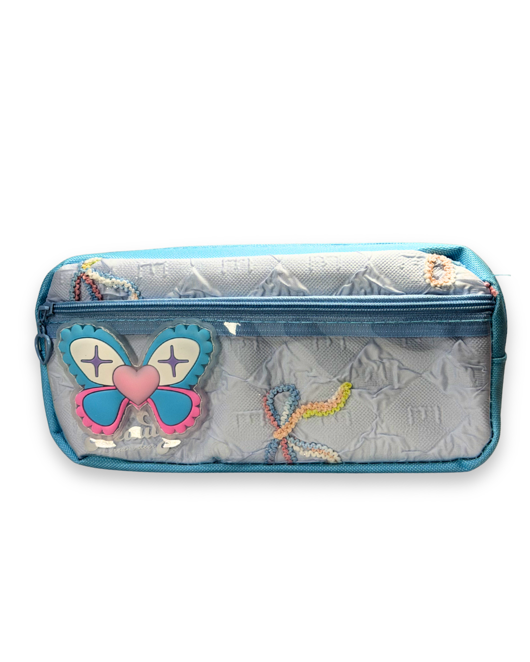 Premium Pastel Purple Quilted Butterfly Pencil Case – Aesthetic Large Capacity Pouch for Girls