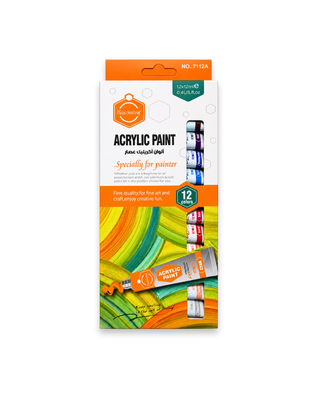 Keep Smiling 12-Color Premium Acrylic Paint Set (12ml Tubes) – Model 7112A