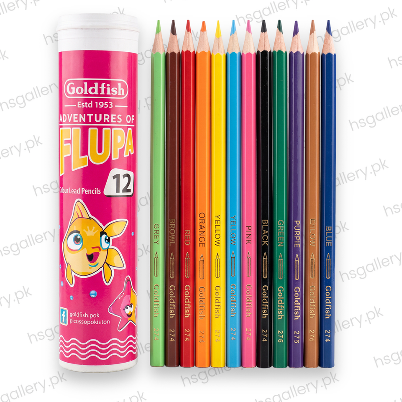 Goldfish Adventures of Flupa Colour Lead Pencils Tube - Pack of 12 Assorted Colours