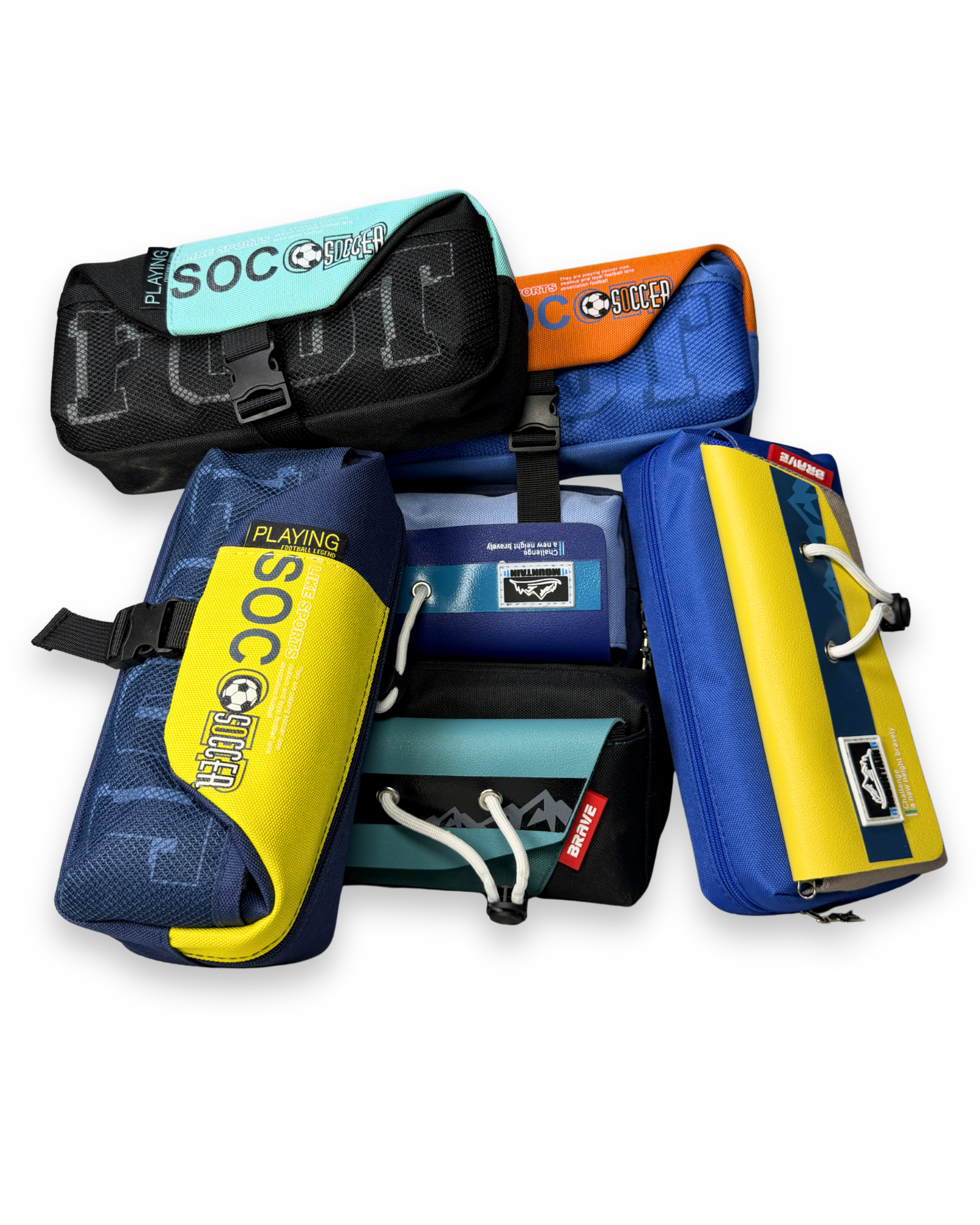 Brave Mountain Adventure Canvas Pencil Case with Toggle Lock  | Large Stationery Pouch | Navy Blue