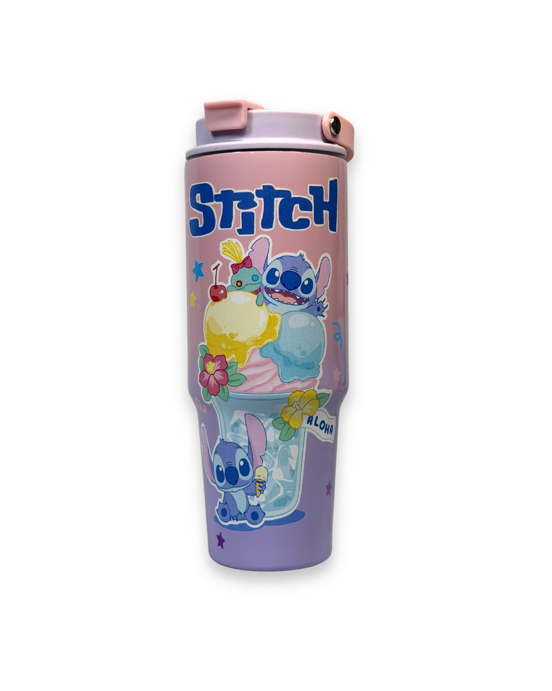 Disney Stitch Sleepy Theme Two-Tone Yellow & Azure Blue Thermal Flask – Vacuum Insulated Leakproof Water Bottle