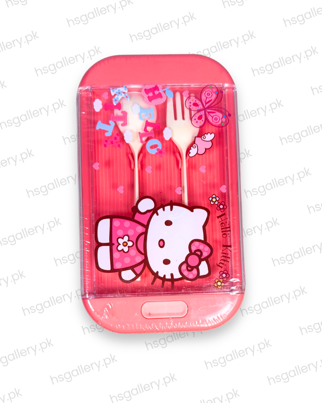Cute Hello Kitty 2-Compartment Bento Lunch Box with Cutlery