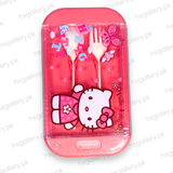 Cute Hello Kitty 2-Compartment Bento Lunch Box with Cutlery 1