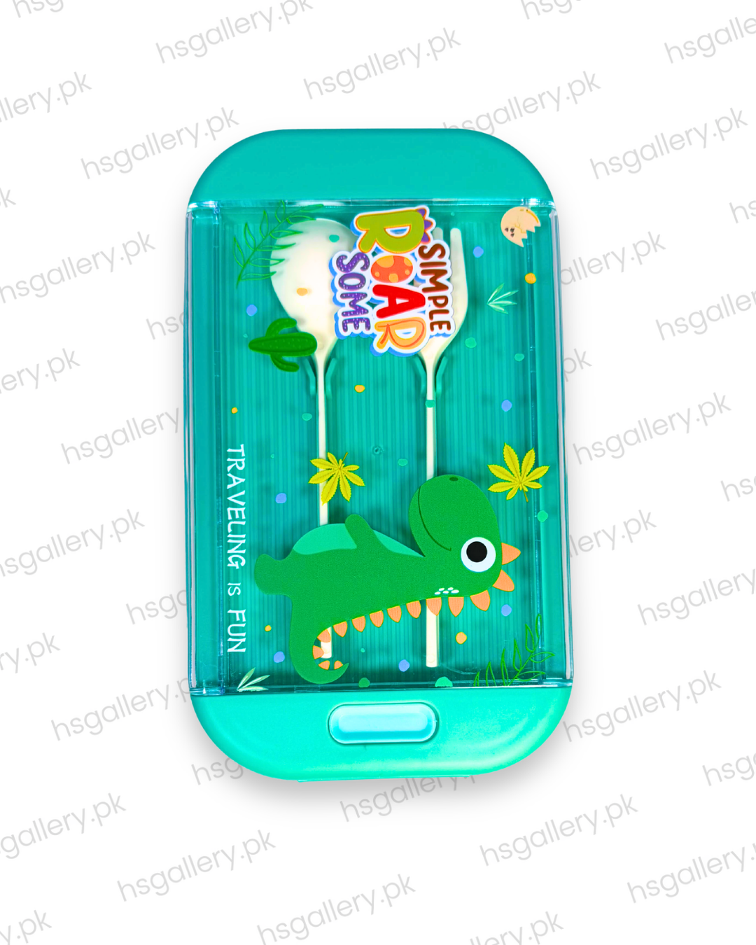 Cute Dinosaur 2-Compartment Bento Lunch Box with Cutlery