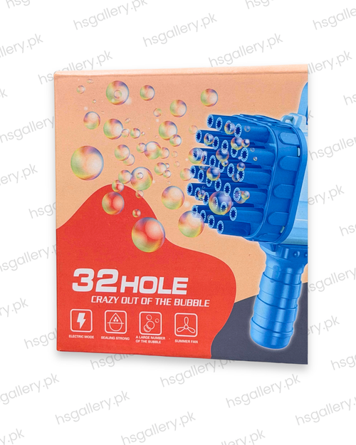 32-Hole Electric Gatling Bubble Gun Machine with Fan