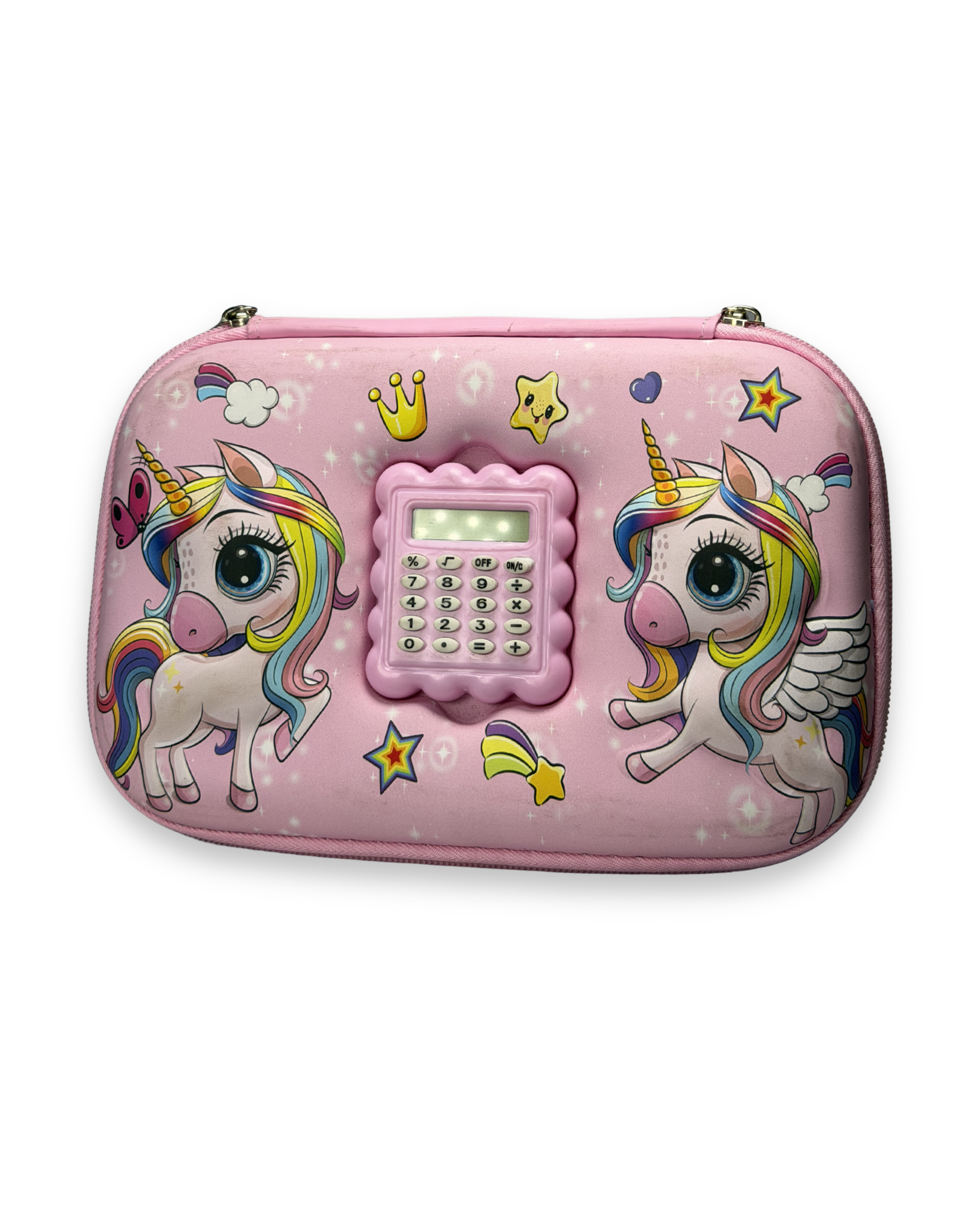 Magical Unicorn Aesthetic Geometry Box | Multi-Functional Hard Shell Pencil Case for School Kids | Pink