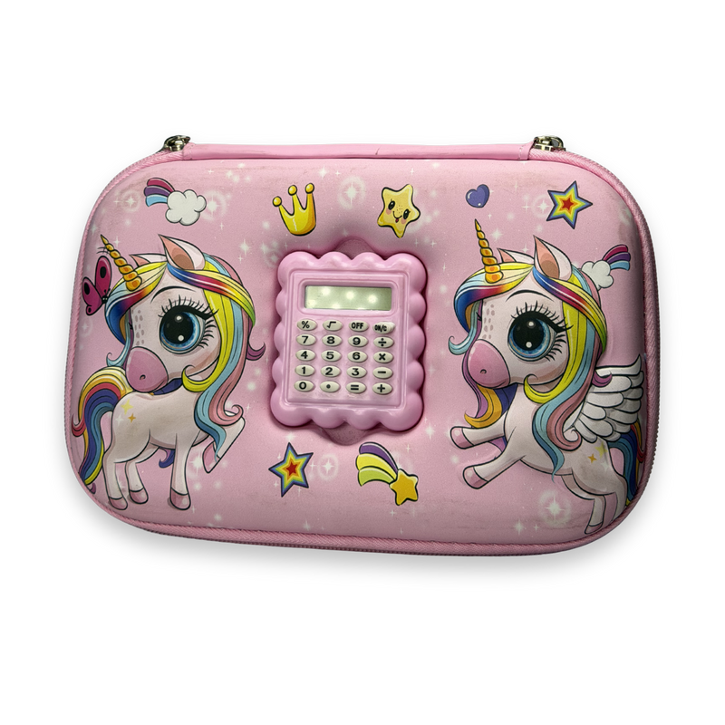 Magical Unicorn Aesthetic Geometry Box | Multi-Functional Hard Shell Pencil Case for School Kids | Pink
