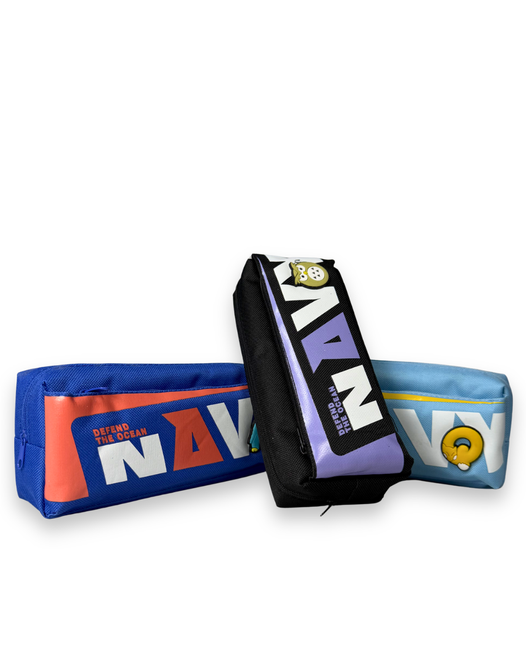 NAVY Premium Light Blue Canvas Pencil Case – Heavy Duty Large Capacity Pouch