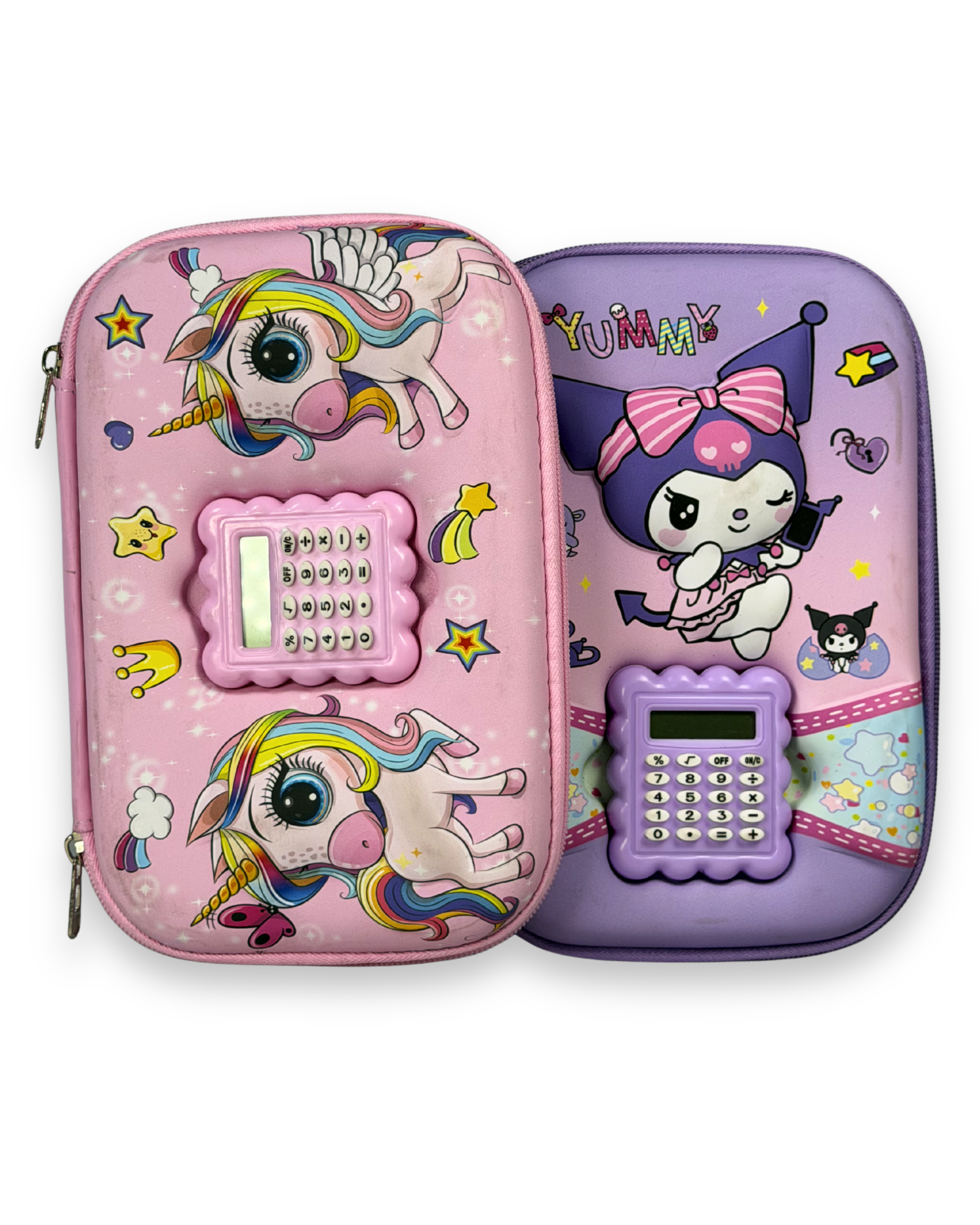 Kuromi Style 3D Embossed Geometry Box | Multi-Functional Shockproof Stationery Organizer for Kids | Purple