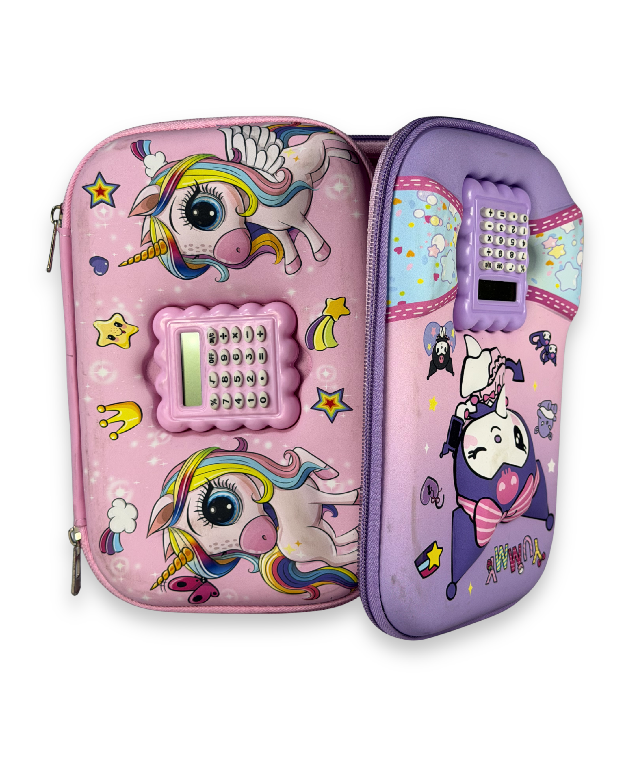 Kuromi Style 3D Embossed Geometry Box | Multi-Functional Shockproof Stationery Organizer for Kids | Purple