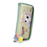 Cute Kawaii Mint Green Unicorn Canvas Pencil Case with Star Keychain – Pouch for Girls 2