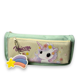 Cute Kawaii Mint Green Unicorn Canvas Pencil Case with Star Keychain – Pouch for Girls 1