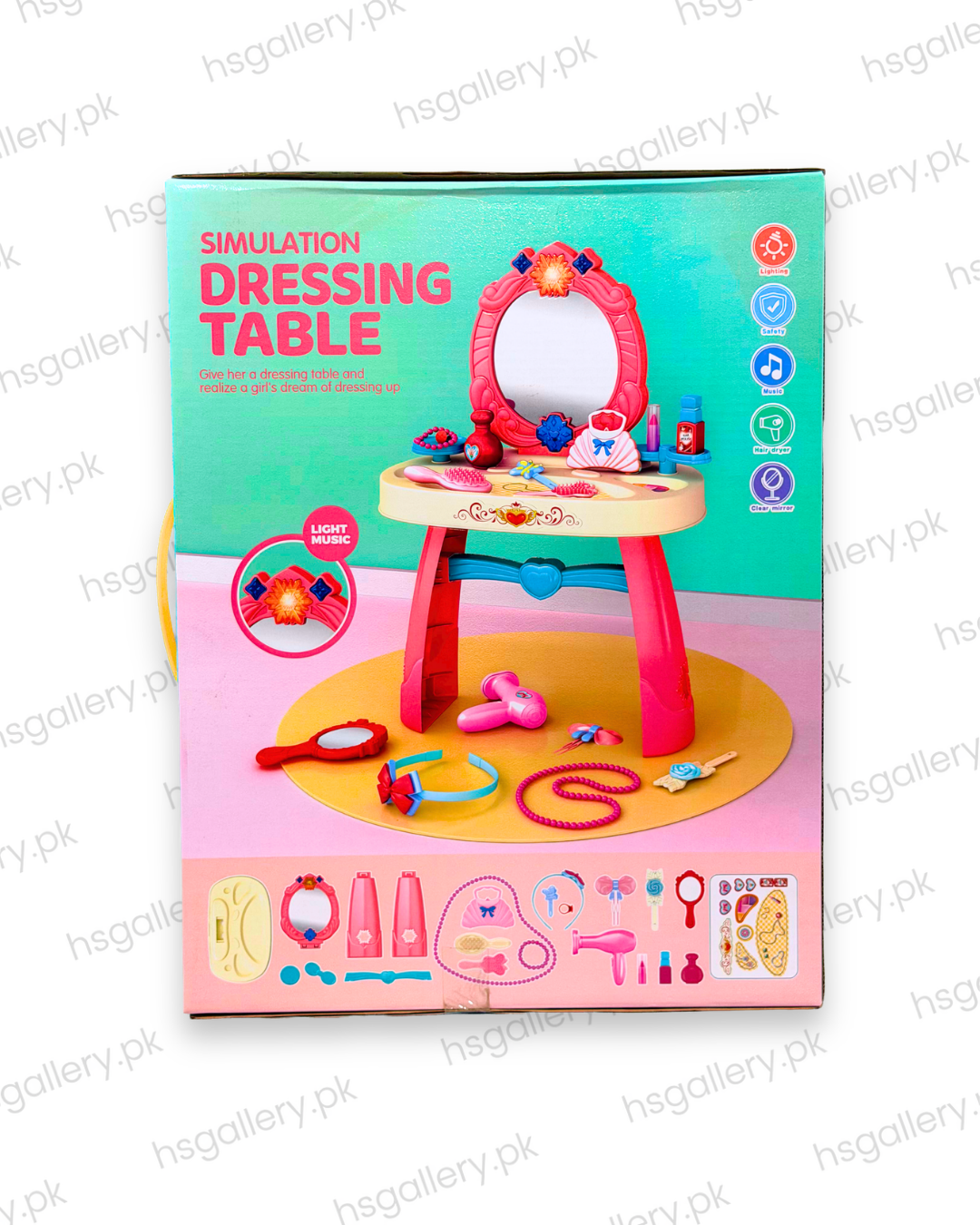 Kids Simulation Dressing Table Vanity Set with Lights & Music