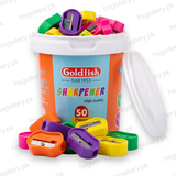 Goldfish High Quality Sharpeners Tub - Pack of 50 (Assorted Fluorescent Colours) 1