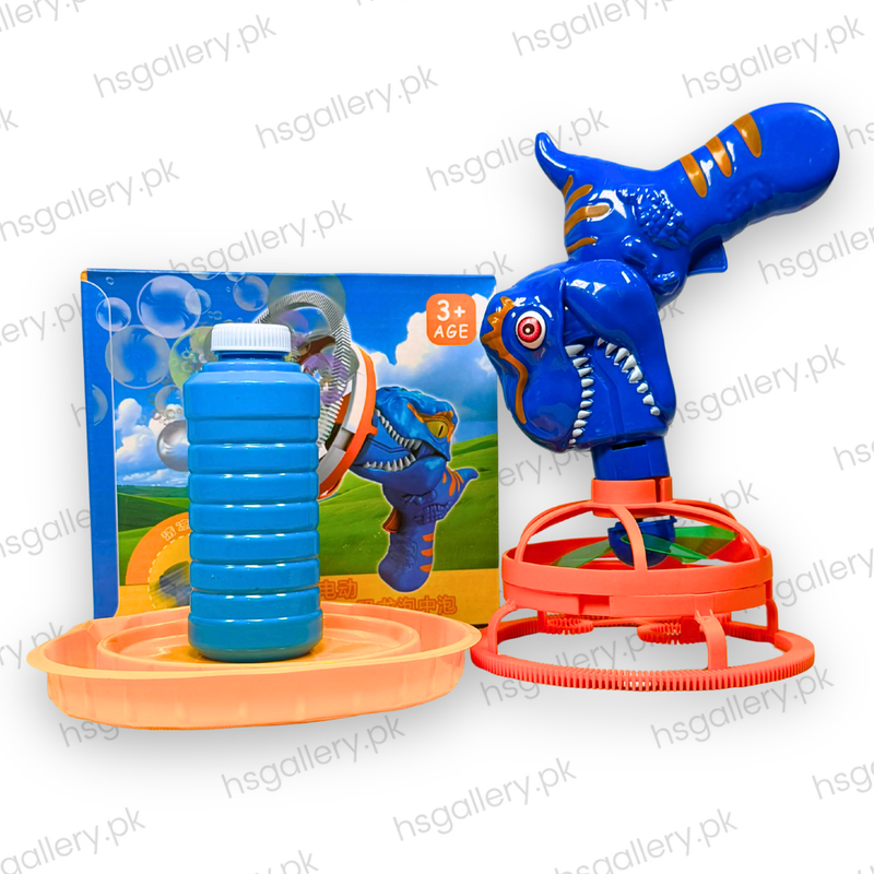 Electric Dinosaur Bubble Gun Machine with Fan Feature