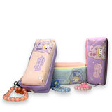 Cute Kawaii  Sweet Rabbit Doll Canvas Pencil Case with Beaded Charm –  Pouch for Girls | Purple & Pink 5