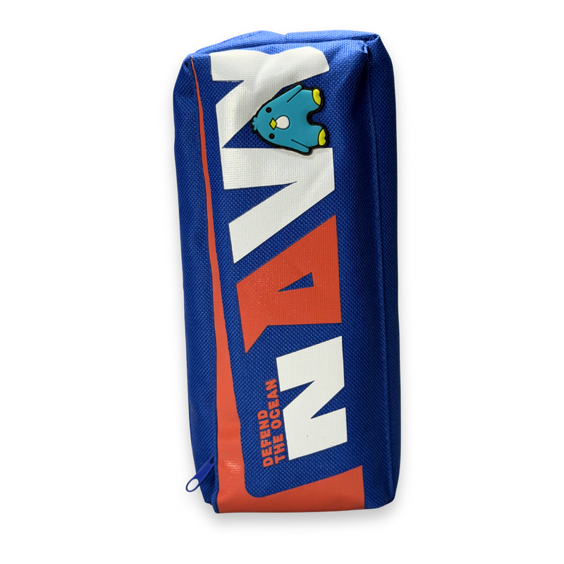 NAVY Premium Royal Blue & Orange Canvas Pencil Case – Heavy Duty Large Capacity Pouch