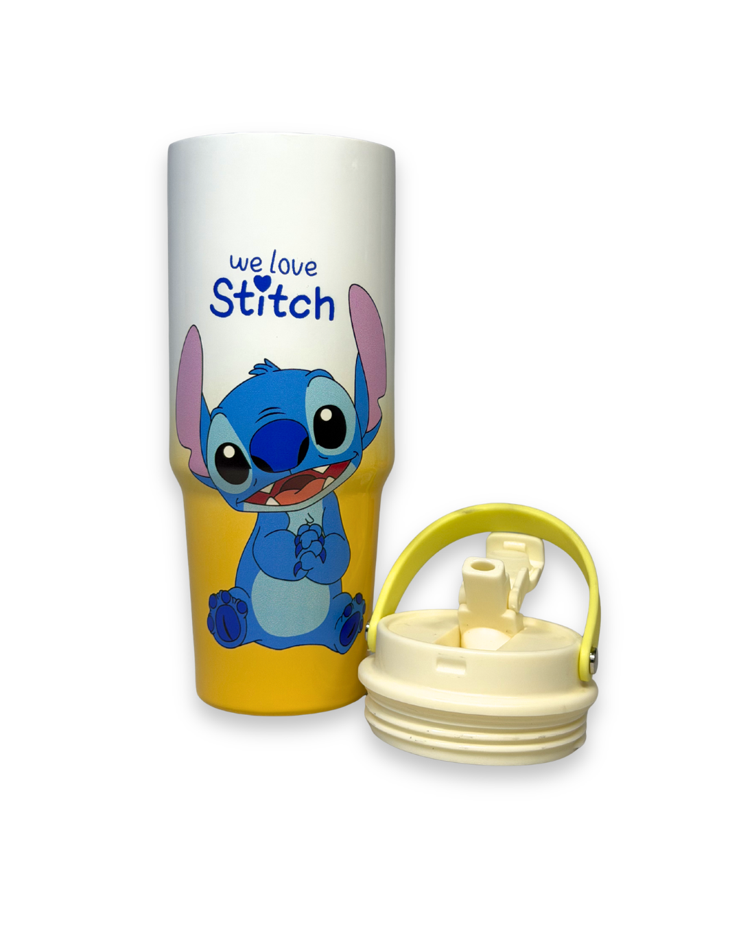 Disney Stitch Ice Cream Theme Dual-Tone white & yellow Thermal Flask – Vacuum Insulated Water Bottle for School & College