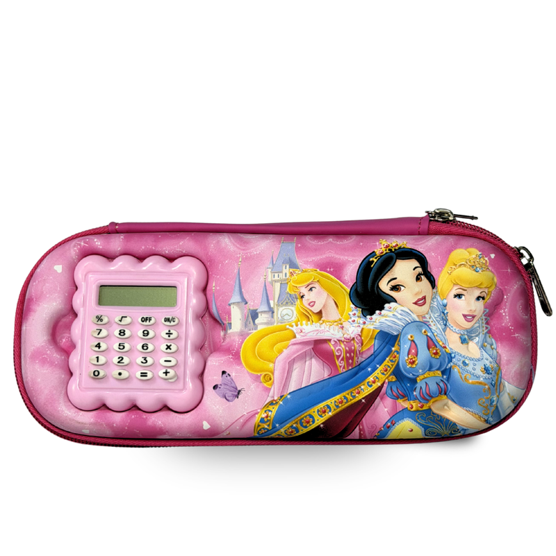 Disney Princess Pencil Case with Built-in Calculator –  School Pouch for Girls | Pink