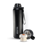 HELLO DRINK STEEL WATER BOTTLE WITH STRAP CAP | 750ML | BLACK 2