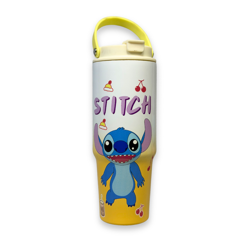 Disney Stitch Ice Cream Theme Dual-Tone white & yellow Thermal Flask – Vacuum Insulated Water Bottle for School & College