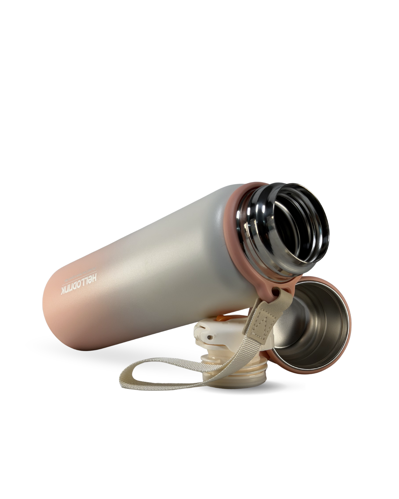 HELLO DRINK STEEL WATER BOTTLE WITH STRAP CAP | 750ML | BROWN