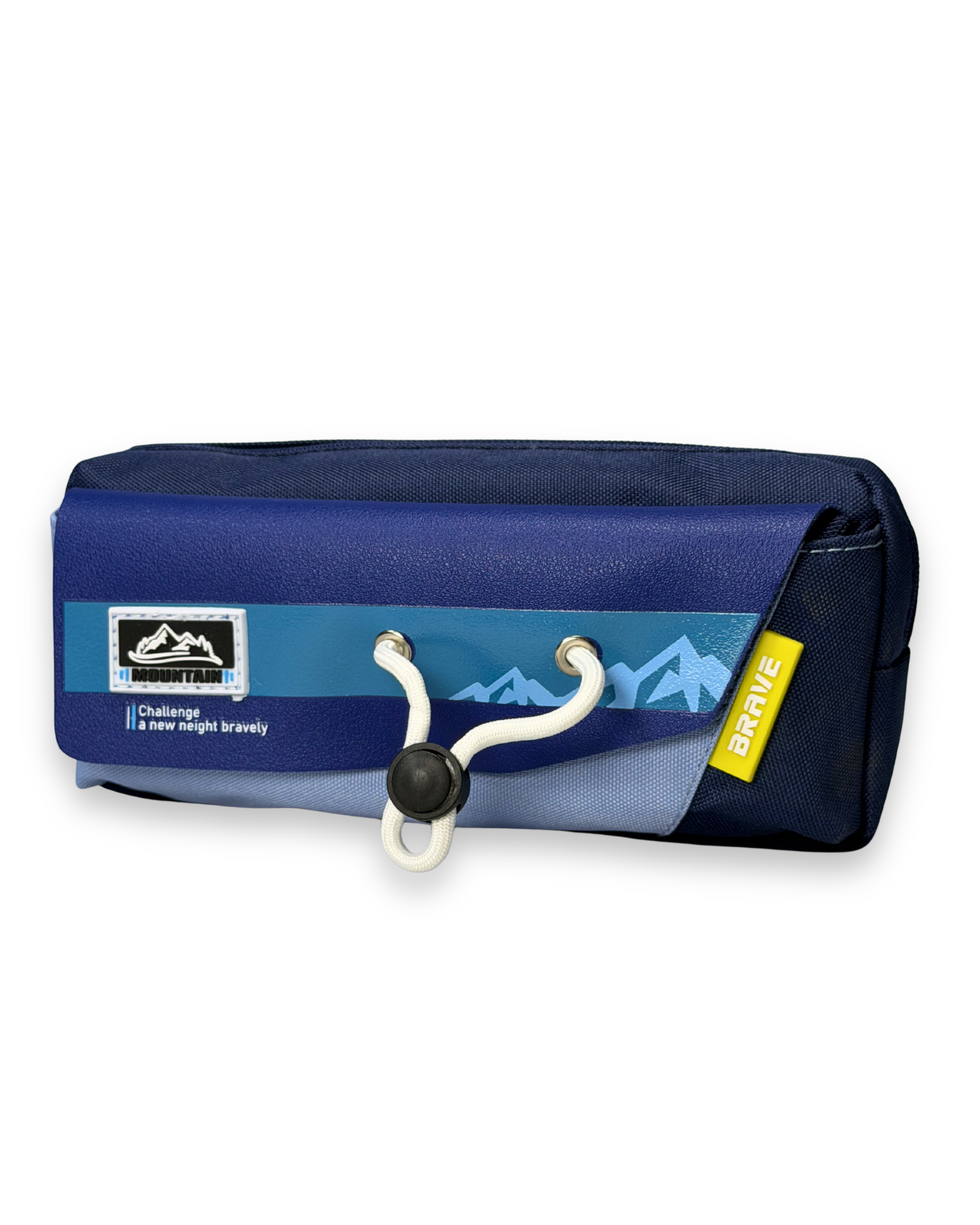 Brave Mountain Adventure Canvas Pencil Case with Toggle Lock  | Large Stationery Pouch | Navy Blue
