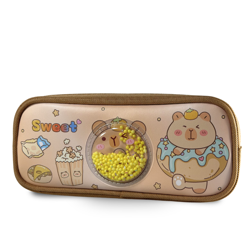 Cute Kawaii Capybara 3D Shaker Pouch – Premium Large Capacity Pencil Case for Girls & Boys