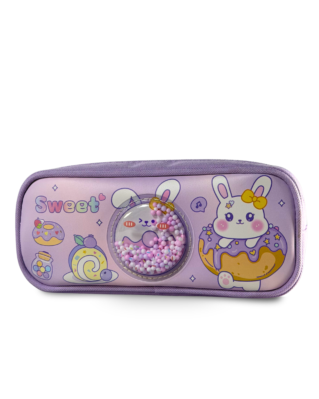 Sweet Bunny 3D Shaker Pencil Case – Aesthetic Purple Stationery Pouch