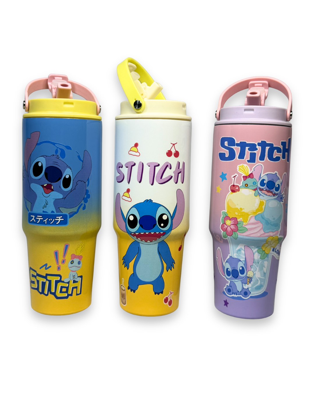 Disney Stitch Sleepy Theme Two-Tone Yellow & Azure Blue Thermal Flask – Vacuum Insulated Leakproof Water Bottle