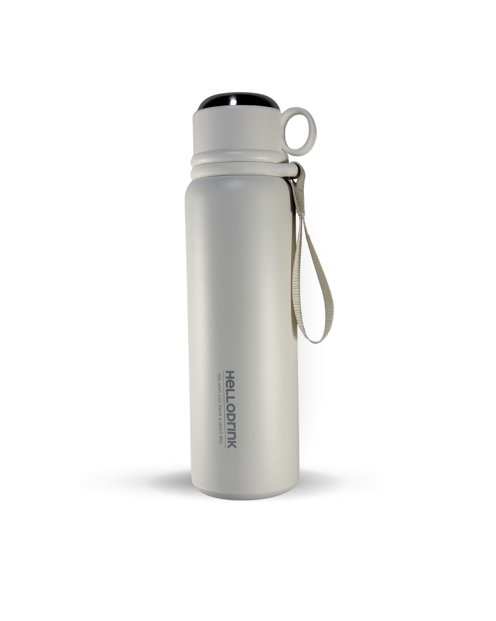 HELLO DRINK STEEL WATER BOTTLE WITH STRAP CAP | 750ML | GREEN